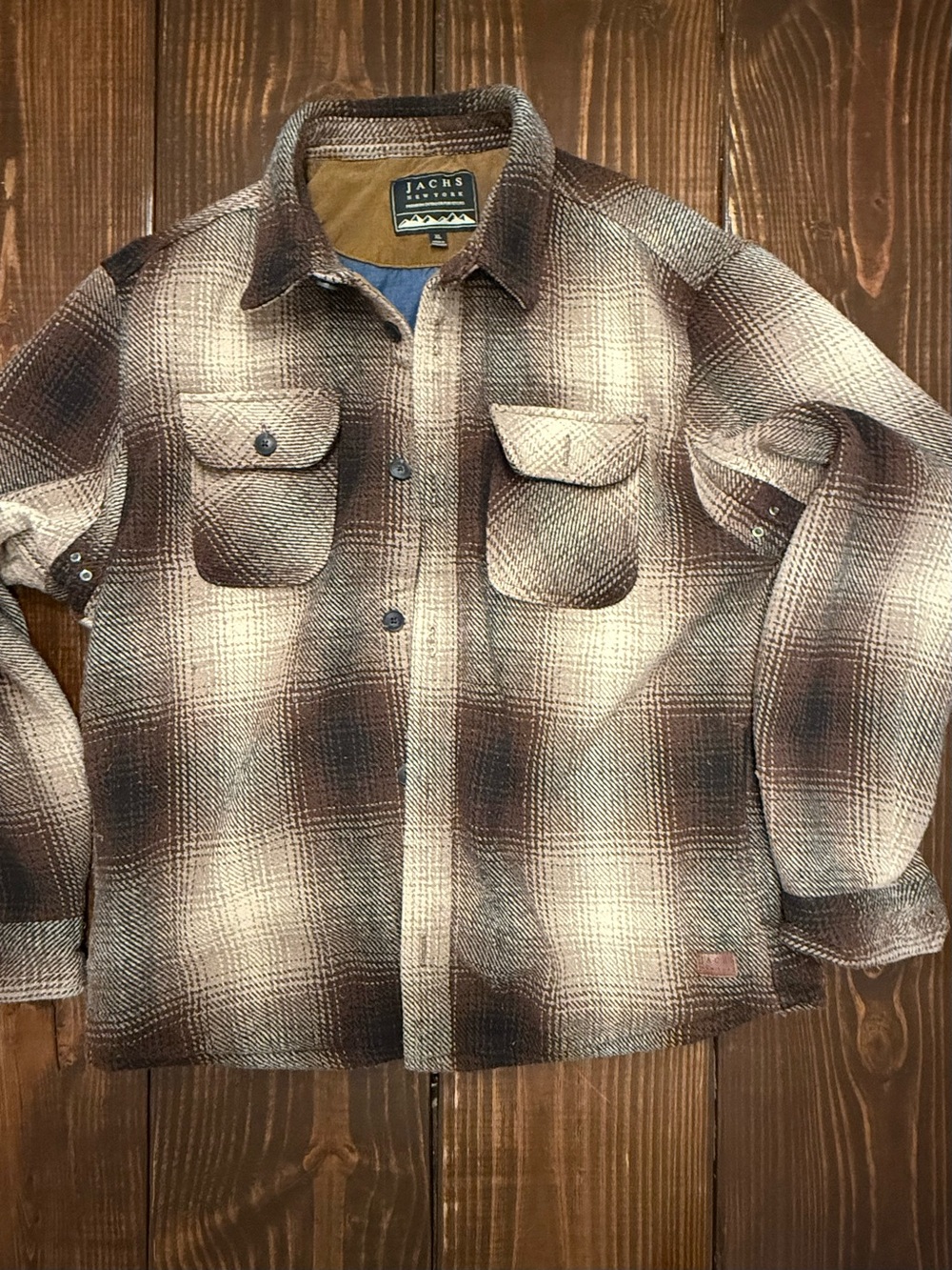 Jachs Brown & Cream Plaid Lightweight Shirt Jacket